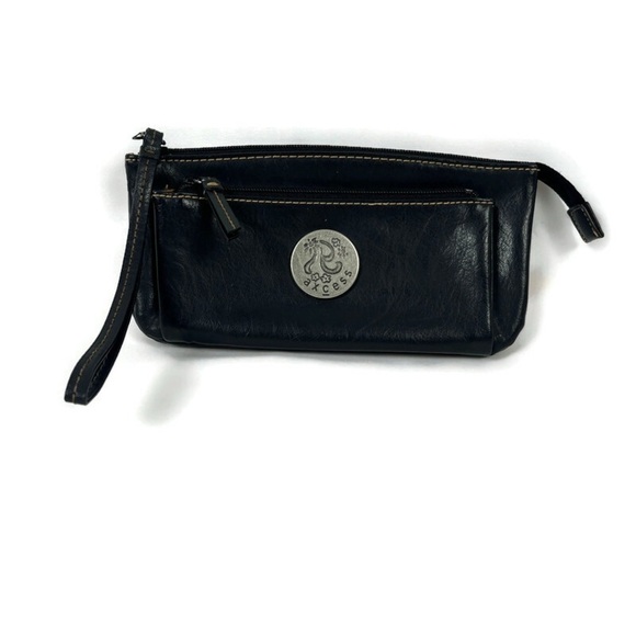 AXCESS Liz Claiborne Vegan Leather Wristlet Wallet Black 8.5" x 4.5" Y2K Retro - Picture 1 of 9